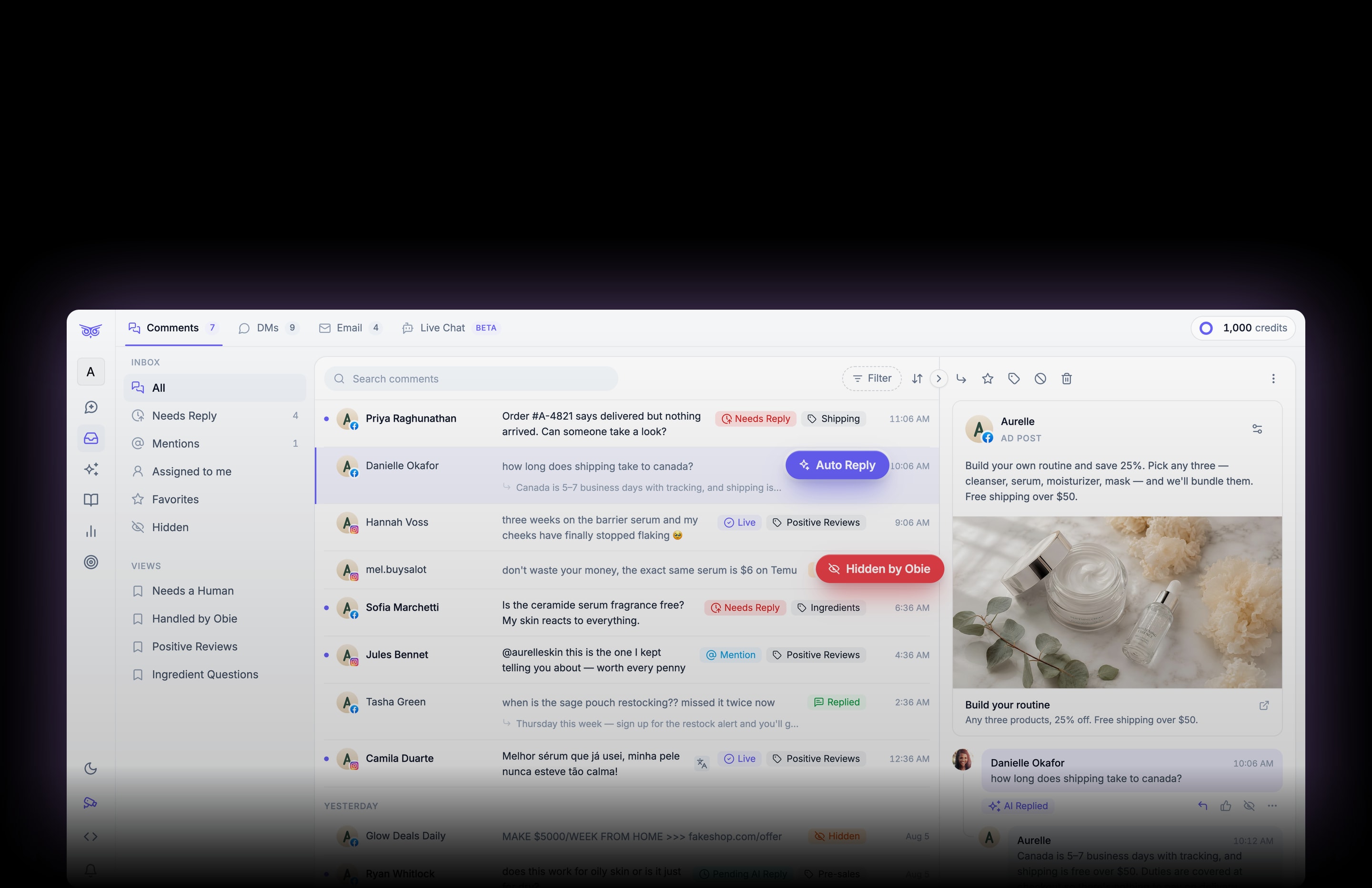 Brandwise social inbox screenshot